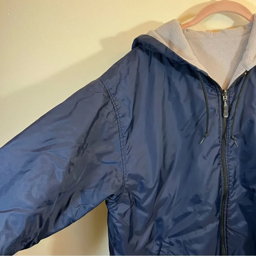 Vintage Nike Men's Navy Blue Fleece Lined Jacket Large Gray Tag